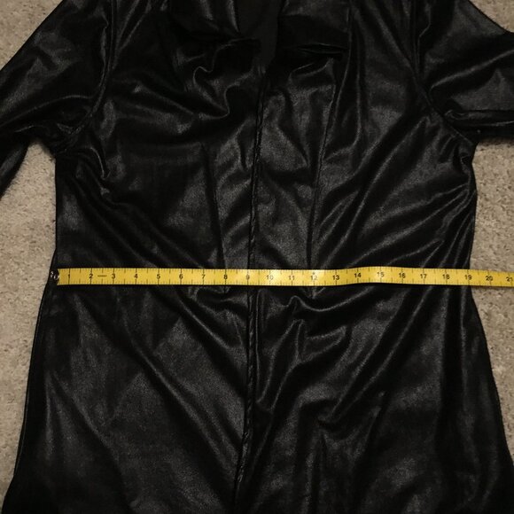 Gilmour Vancouver Long Black Shiny Y2K Cyberpunk Open Cardigan - Picture 13 of 16